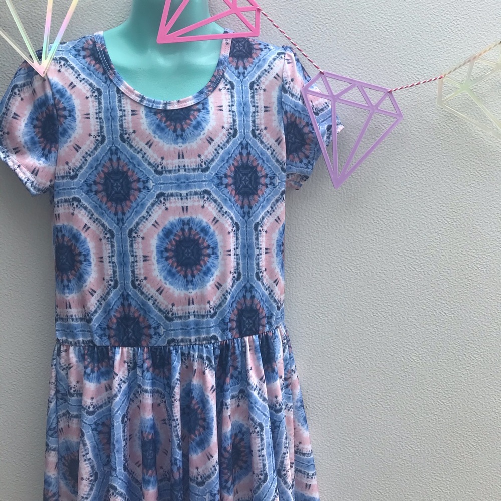 Little girls dot dot smile tie dye dress